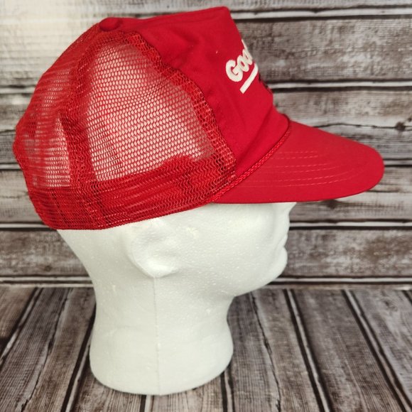 Vtg GOODWRENCH RACING Crown Classic Men's Red Trucker Snapback Mesh OSFA Cap Hat - Picture 2 of 6